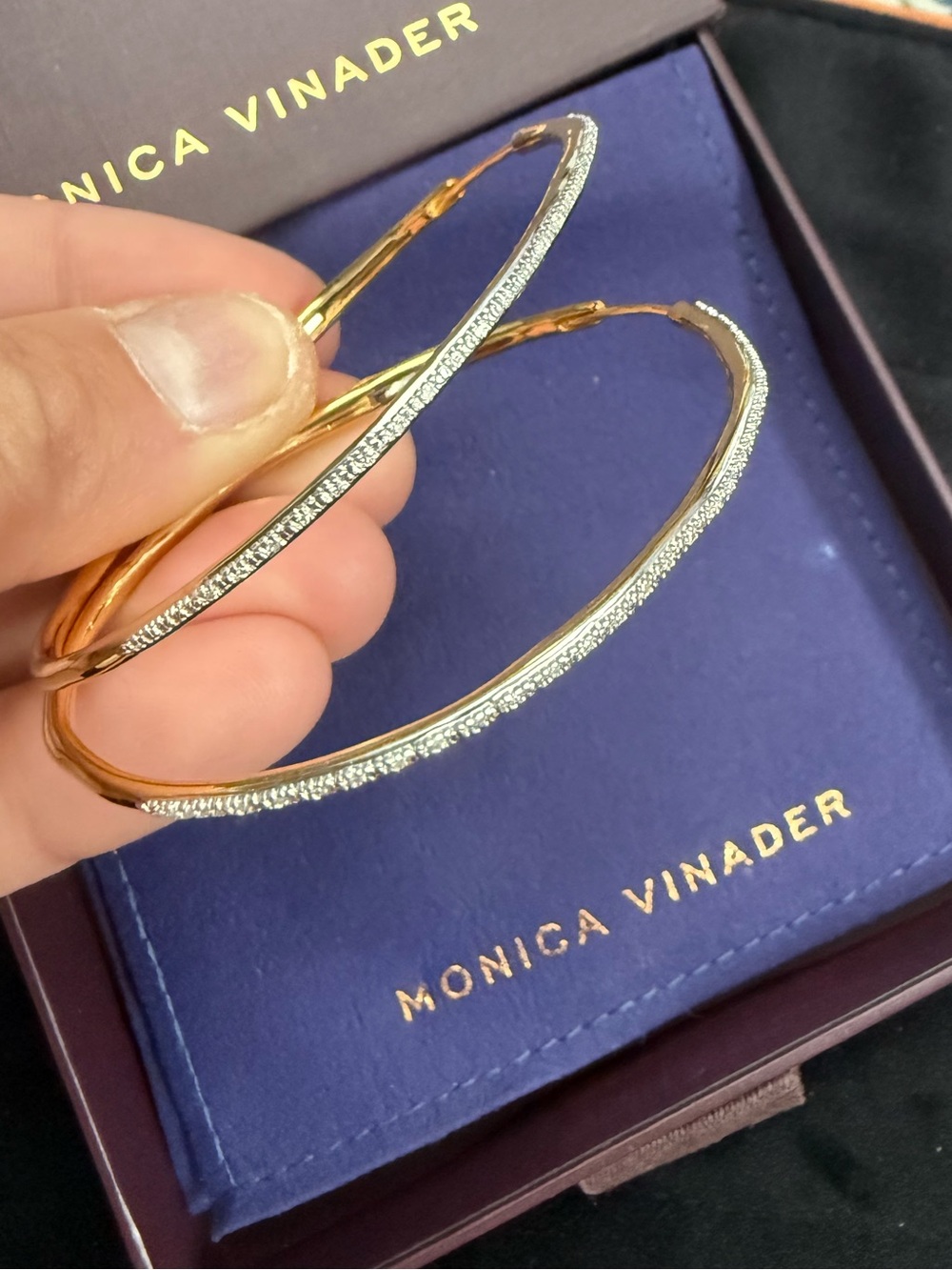 *NEW* Gold Monica Vinader Riva Cocktail
Diamond Hoop Earrings